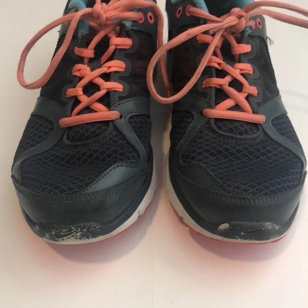 Nike Lunaforever running shoes in dark grey blue peachy colors side swoosh